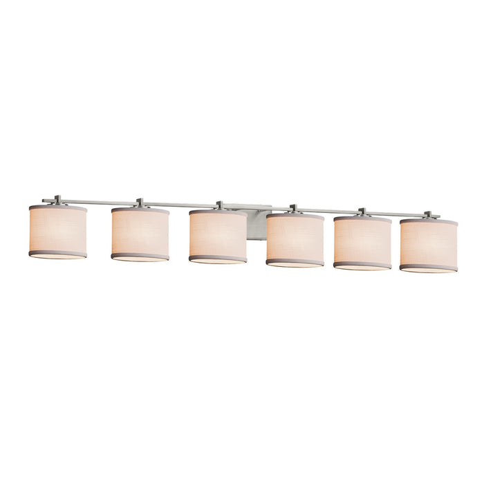 Justice Designs FAB-8446-30-WHTE-NCKL Six Light Bath Bar, Brushed Nickel