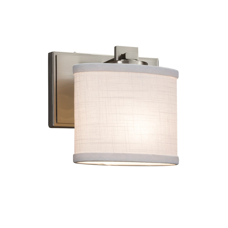 Justice Designs FAB-8447-30-WHTE-NCKL One Light Wall Sconce, Brushed Nickel