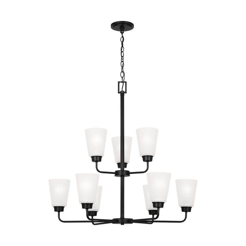 Generation Lighting 3115209-112 Nine Light Chandelier, Midnight Black