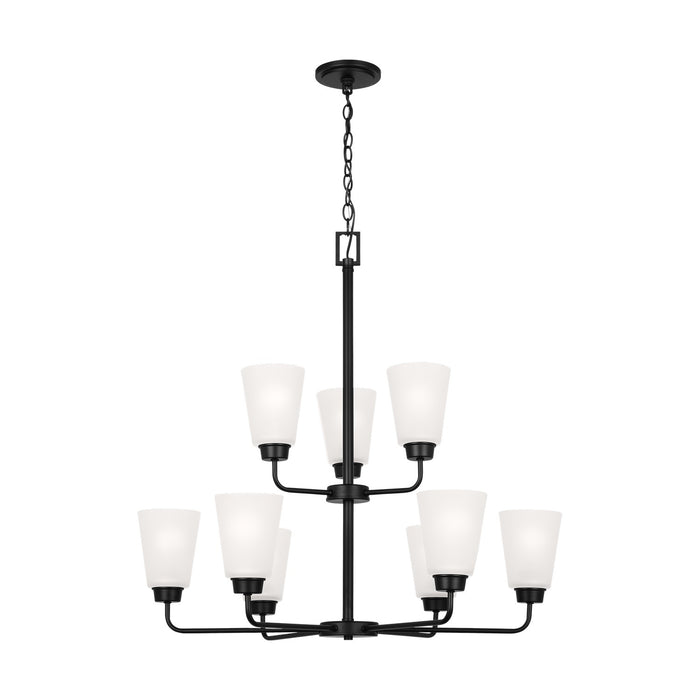 Generation Lighting 3115209-112 Nine Light Chandelier, Midnight Black