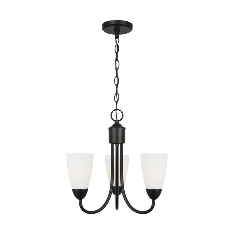 Generation Lighting 3120203-112 Three Light Chandelier, Midnight Black