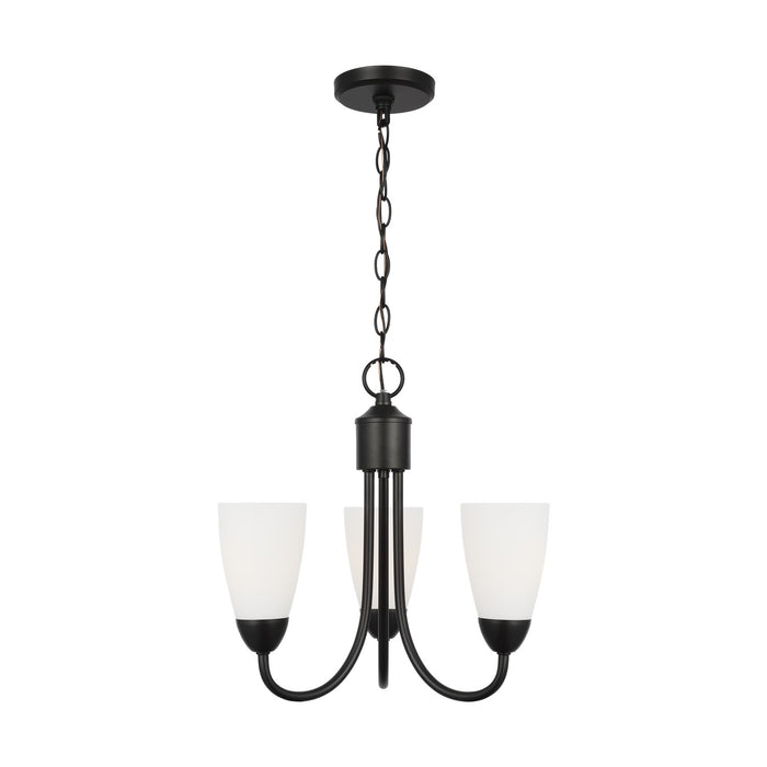 Generation Lighting 3120203-112 Three Light Chandelier, Midnight Black