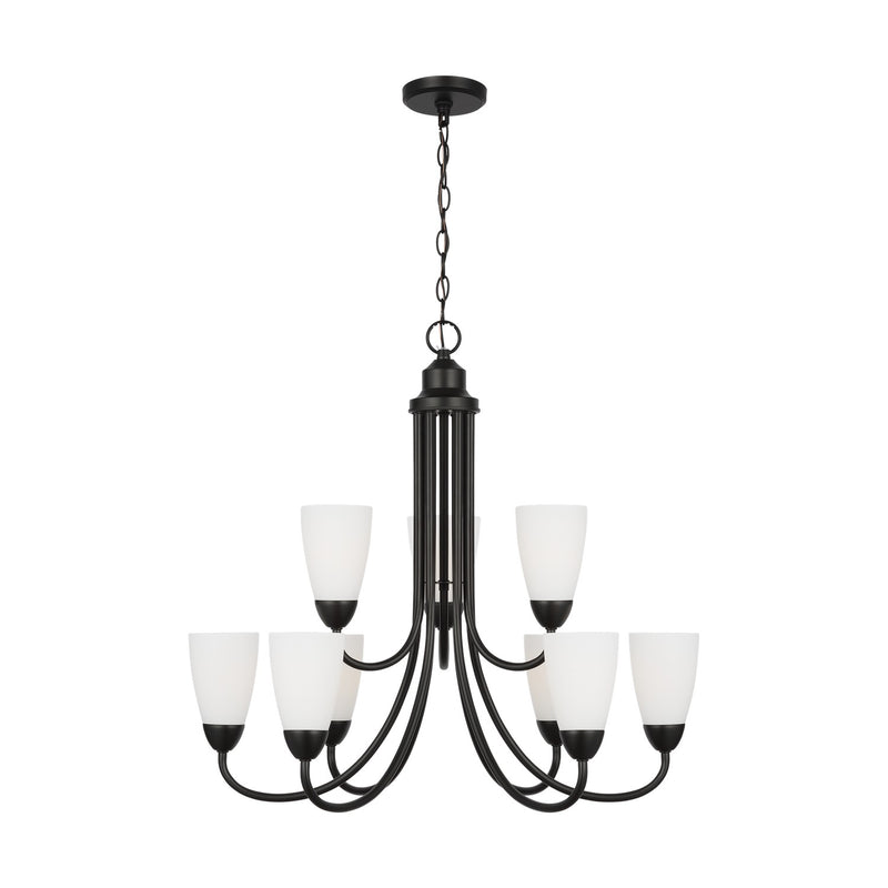 Generation Lighting 3120209-112 Nine Light Chandelier, Midnight Black