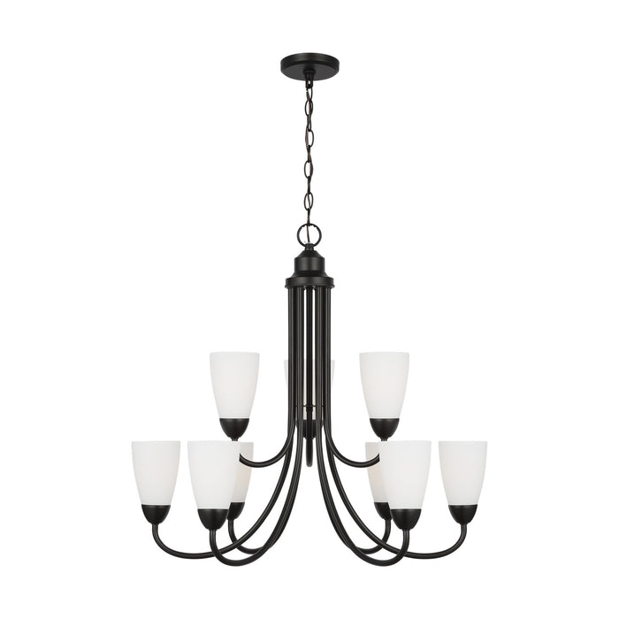 Generation Lighting 3120209-112 Nine Light Chandelier, Midnight Black