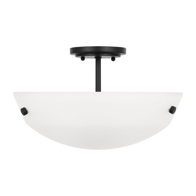 Generation Lighting 7715202-112 Two Light Semi-Flush Convertible Pendant, Midnight Black