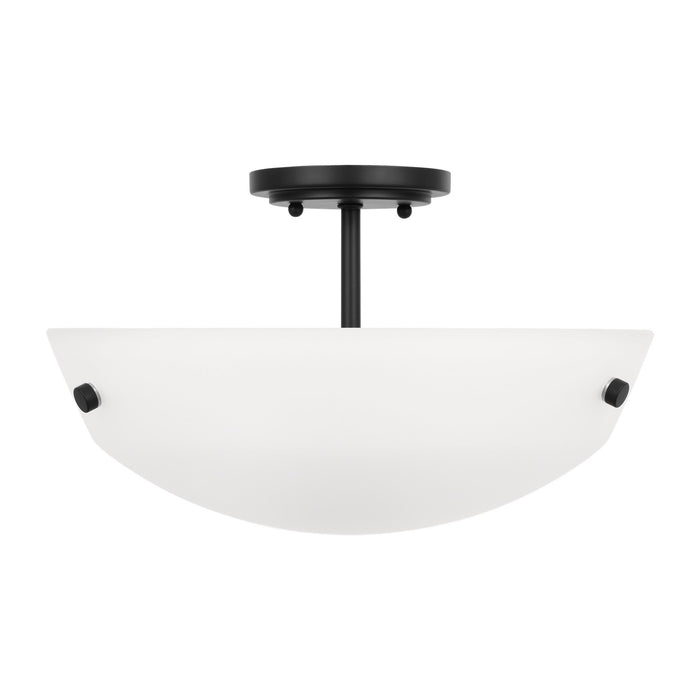 Generation Lighting 7715202-112 Two Light Semi-Flush Convertible Pendant, Midnight Black