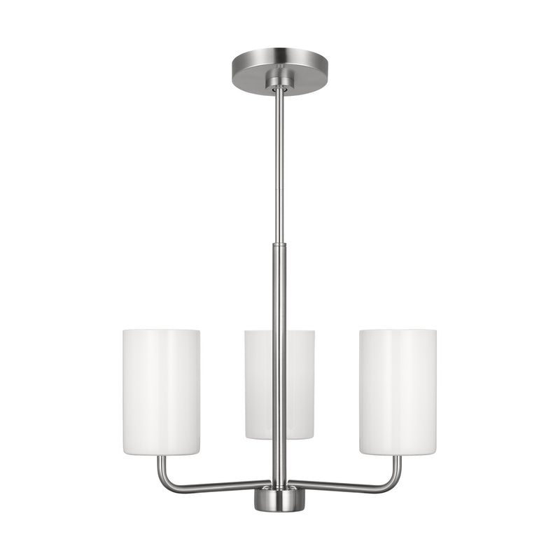 Generation Lighting GLC1003BS Three Light Chandelier, Brushed Steel