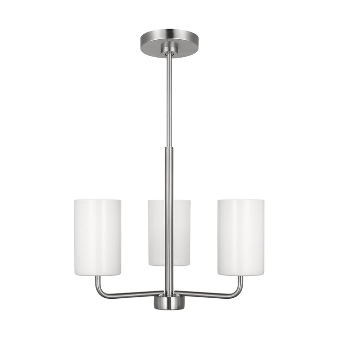Generation Lighting GLC1003BS Three Light Chandelier, Brushed Steel