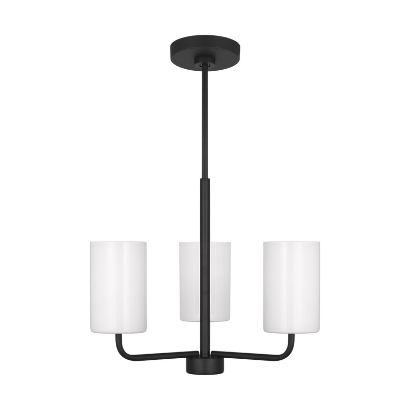 Generation Lighting GLC1003MBK Three Light Chandelier, Midnight Black