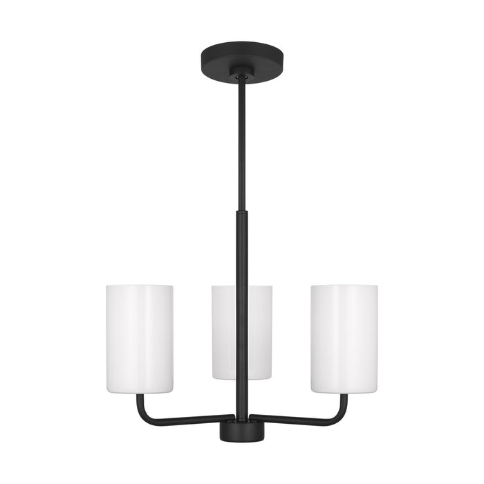 Generation Lighting GLC1003MBK Three Light Chandelier, Midnight Black