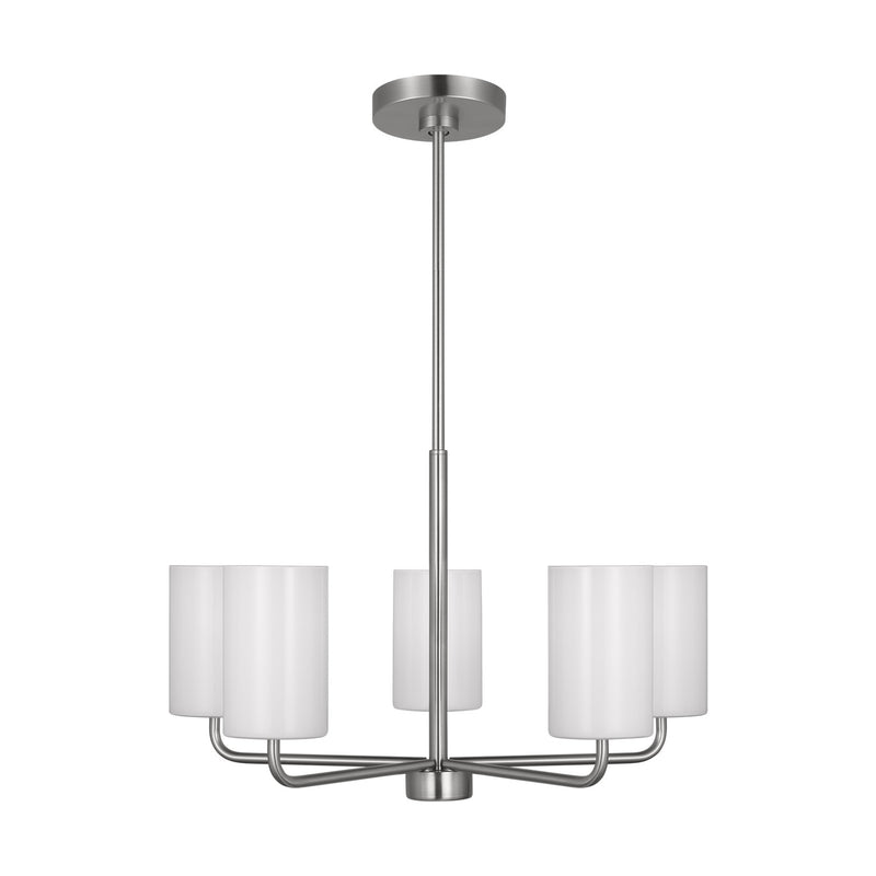 Generation Lighting GLC1015BS Five Light Chandelier, Brushed Steel