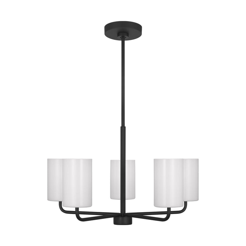 Generation Lighting GLC1015MBK Five Light Chandelier, Midnight Black