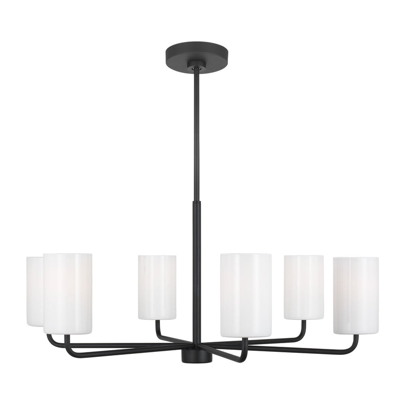 Generation Lighting GLC1026MBK Six Light Chandelier, Midnight Black