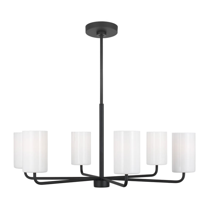 Generation Lighting GLC1026MBK Six Light Chandelier, Midnight Black
