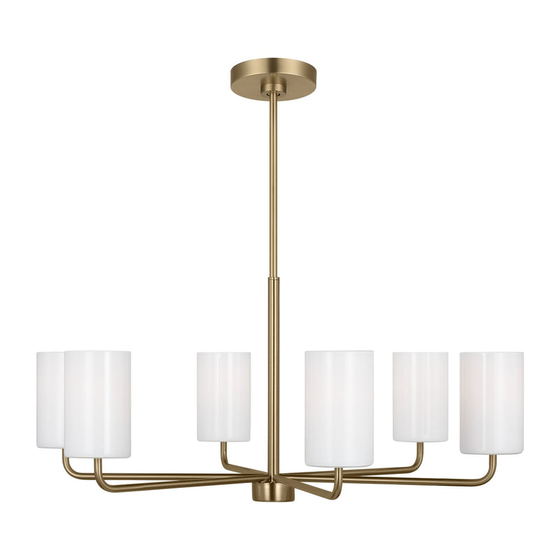 Generation Lighting GLC1026SB Six Light Chandelier, Satin Bronze