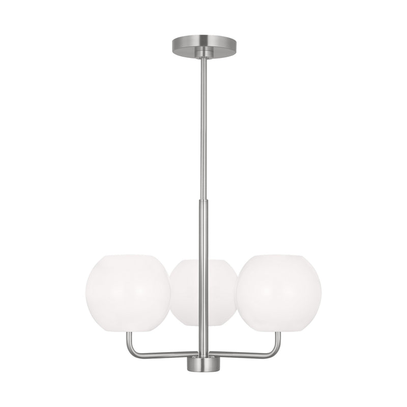 Generation Lighting GLC1043BS Three Light Chandelier, Brushed Steel