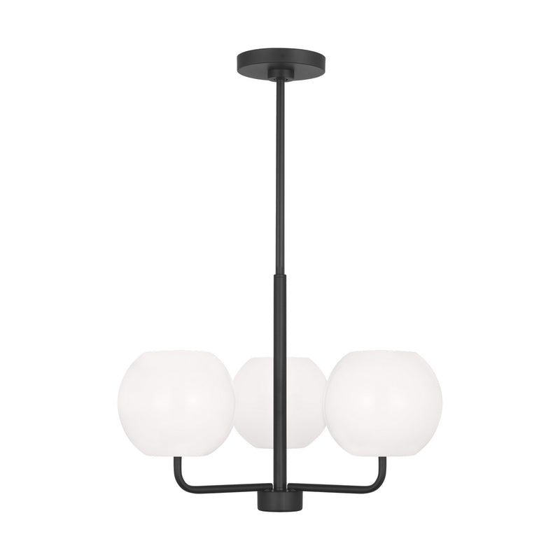 Generation Lighting GLC1043MBK Three Light Chandelier, Midnight Black