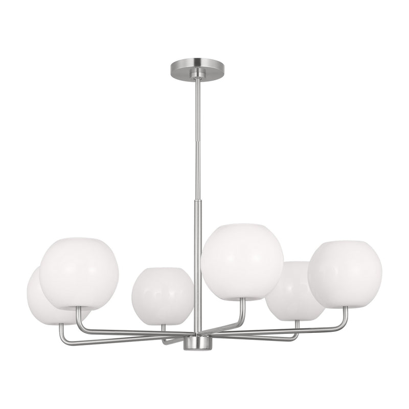 Generation Lighting GLC1066BS Six Light Chandelier, Brushed Steel