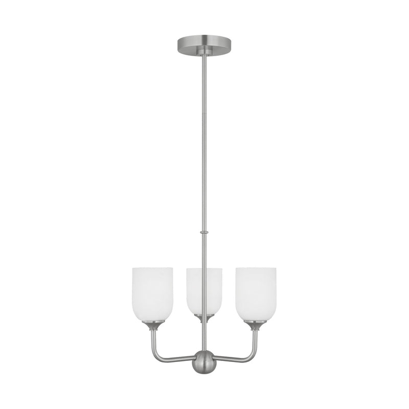 Generation Lighting GLC1073BS Three Light Chandelier, Brushed Steel