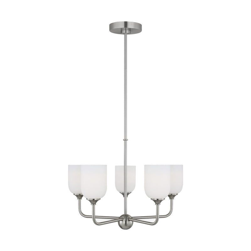 Generation Lighting GLC1085BS Five Light Chandelier, Brushed Steel