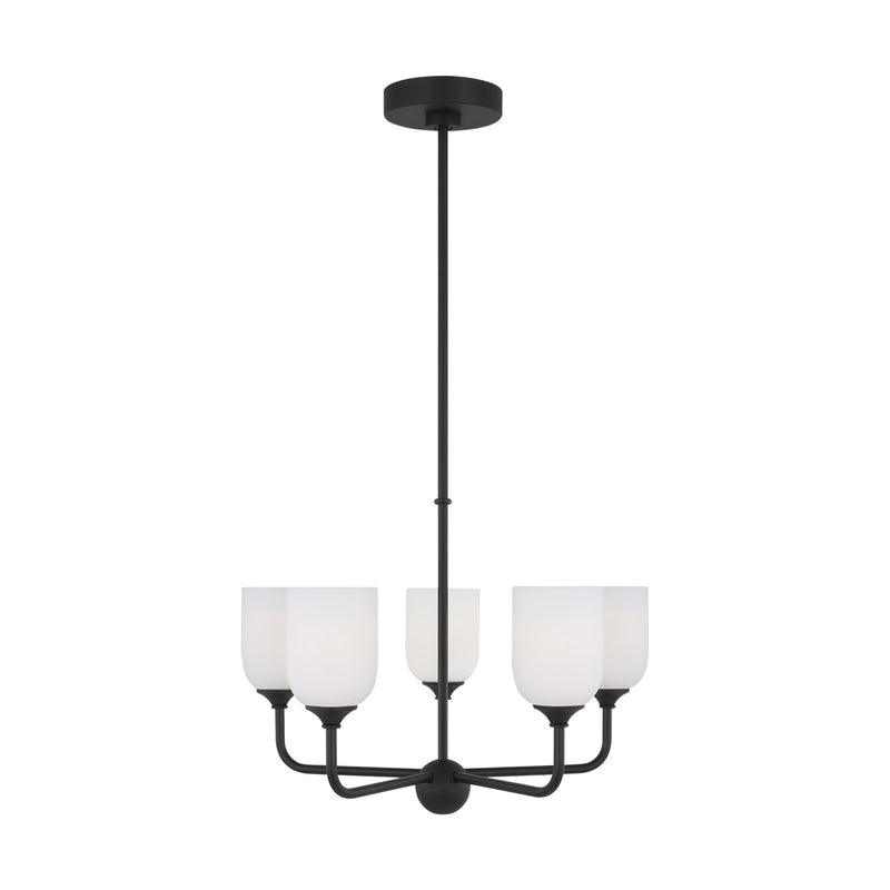 Generation Lighting GLC1085MBK Five Light Chandelier, Midnight Black