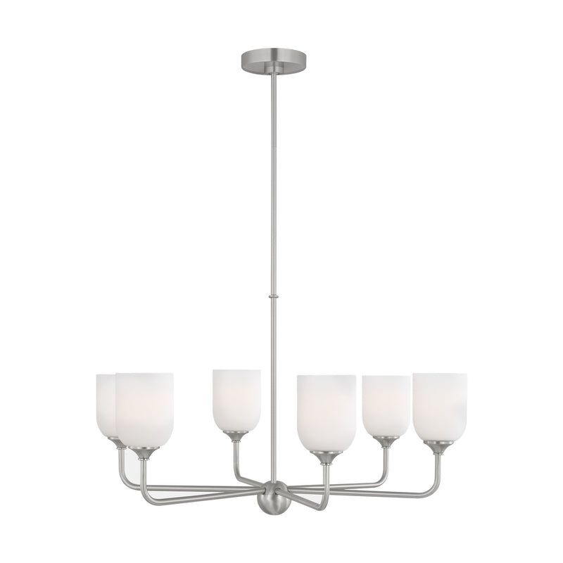 Generation Lighting GLC1096BS Six Light Chandelier, Brushed Steel