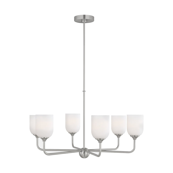 Generation Lighting GLC1096BS Six Light Chandelier, Brushed Steel