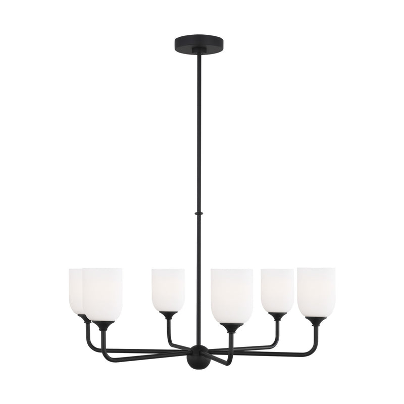 Generation Lighting GLC1096MBK Six Light Chandelier, Midnight Black