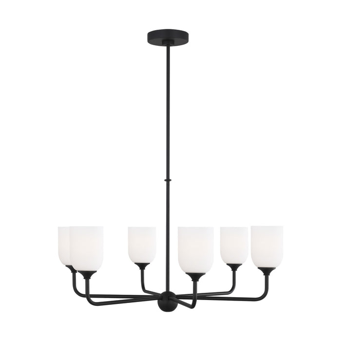 Generation Lighting GLC1096MBK Six Light Chandelier, Midnight Black
