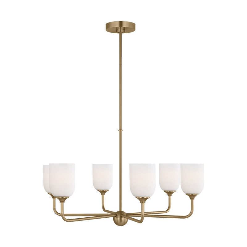 Generation Lighting GLC1096SB Six Light Chandelier, Satin Bronze