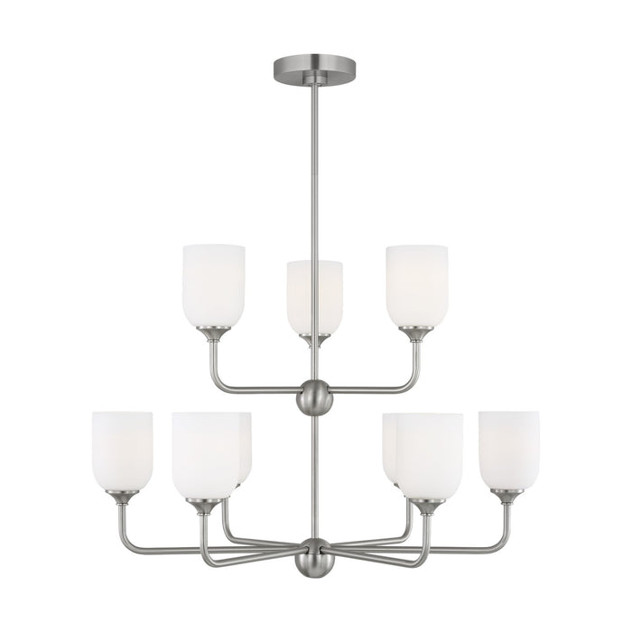 Generation Lighting GLC1109BS Nine Light Chandelier, Brushed Steel