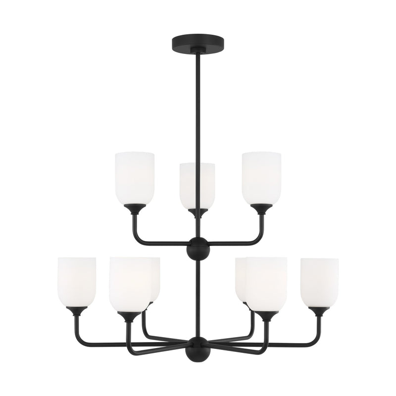 Generation Lighting GLC1109MBK Nine Light Chandelier, Midnight Black