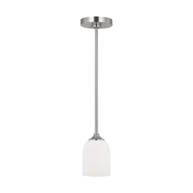 Generation Lighting GLP1021BS One Light Mini Pendant, Brushed Steel