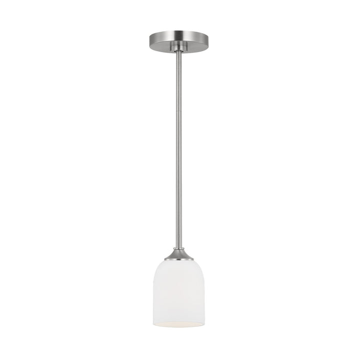 Generation Lighting GLP1021BS One Light Mini Pendant, Brushed Steel