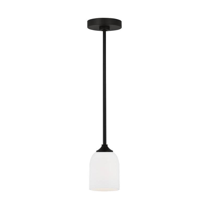 Generation Lighting GLP1021MBK One Light Mini Pendant, Midnight Black