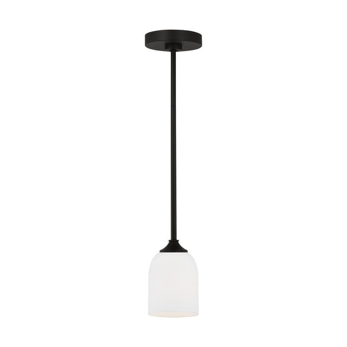 Generation Lighting GLP1021MBK One Light Mini Pendant, Midnight Black