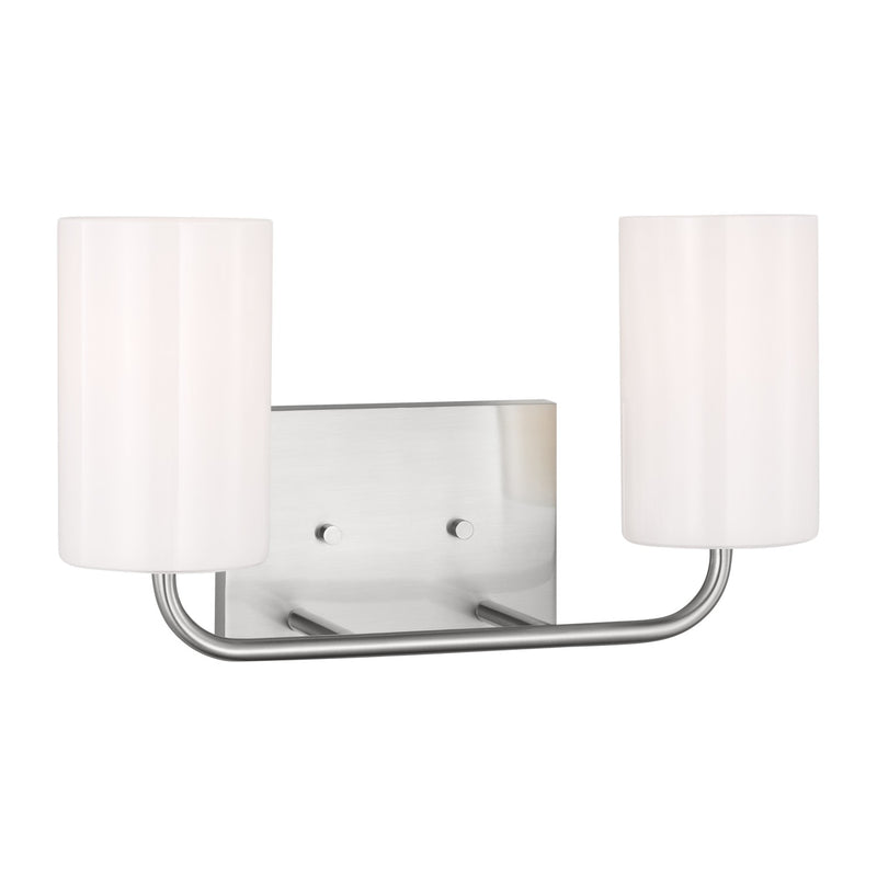Generation Lighting GLV1002BS Two Light Vanity, Brushed Steel