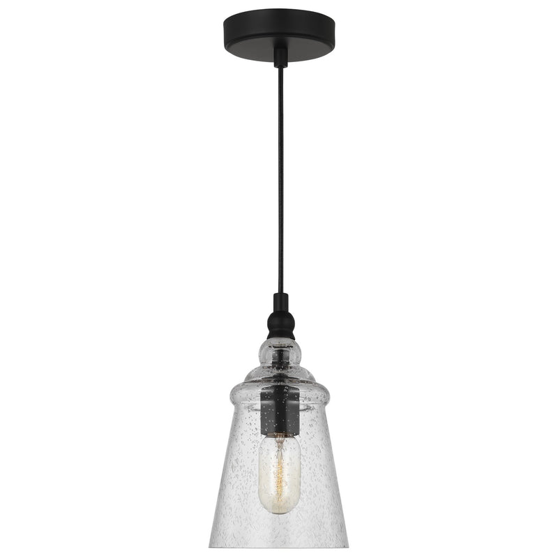 Generation Lighting P1449MBK One Light Mini Pendant, Midnight Black