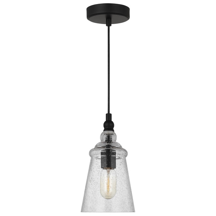 Generation Lighting P1449MBK One Light Mini Pendant, Midnight Black