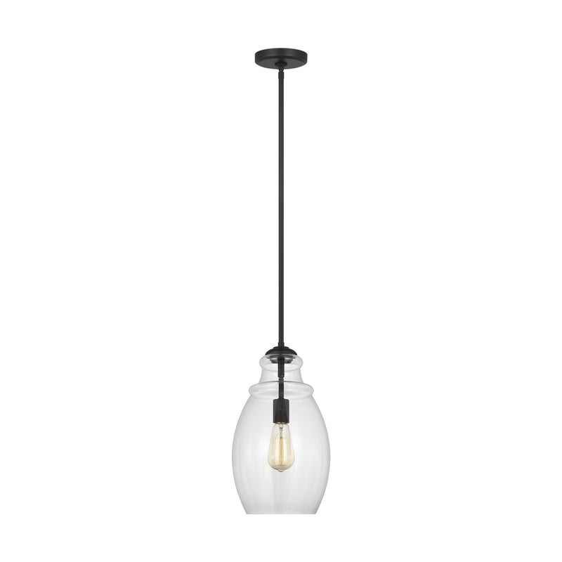 Generation Lighting P1484MBK One Light Pendant, Midnight Black