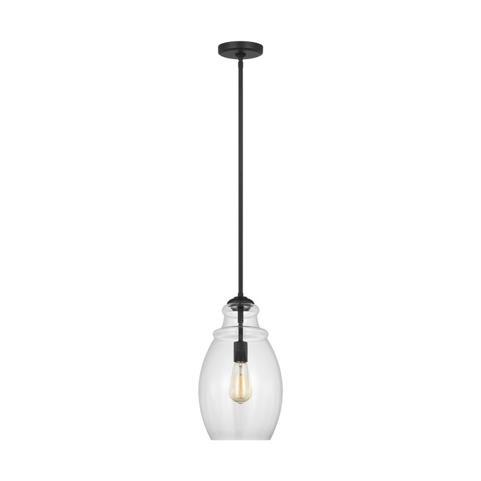 Generation Lighting P1484MBK One Light Pendant, Midnight Black