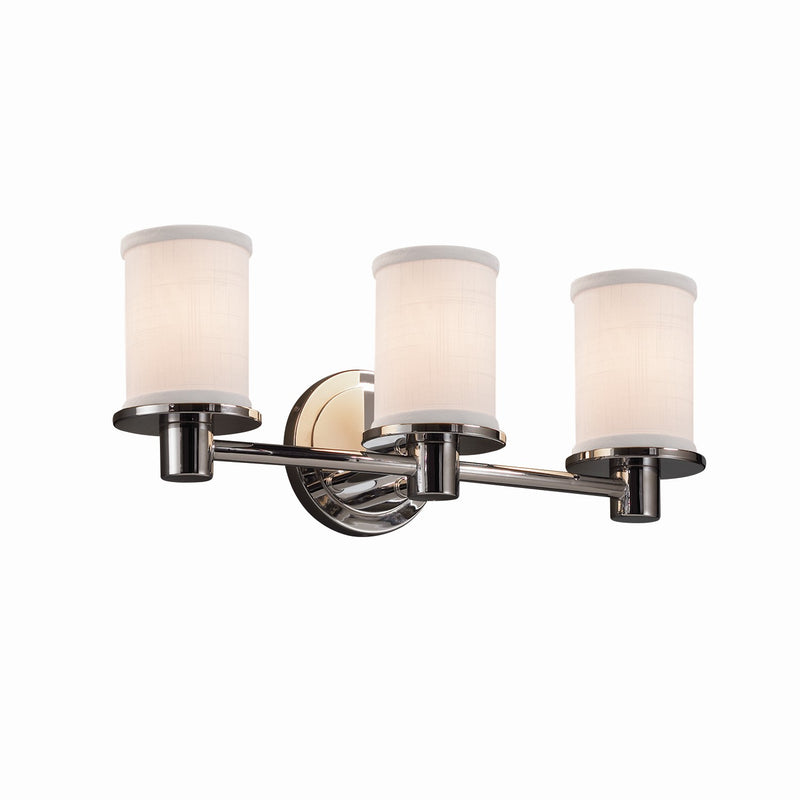 Justice Designs FAB-8513-10-WHTE-CROM Three Light Bath Bar, Polished Chrome