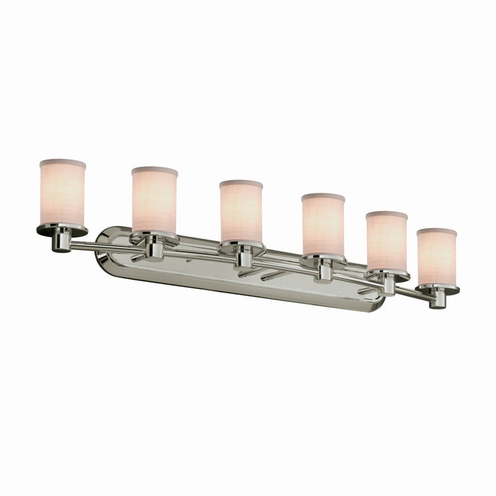 Justice Designs FAB-8516-10-WHTE-NCKL Six Light Bath Bar, Brushed Nickel