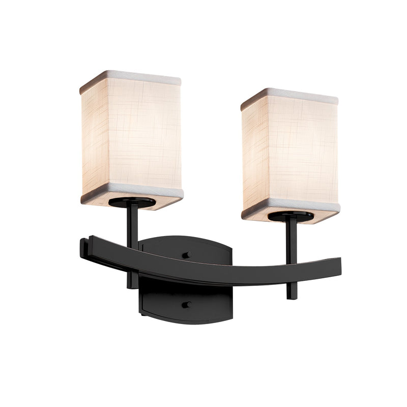 Justice Designs FAB-8592-15-WHTE-MBLK Two Light Bath Bar, Matte Black