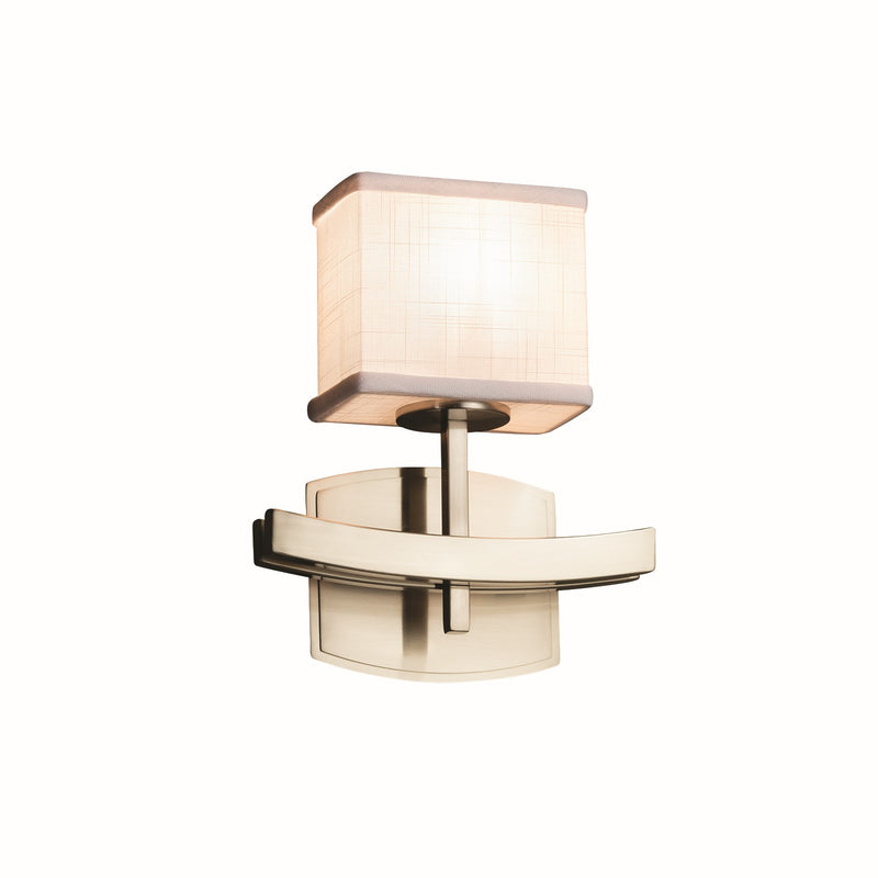 Justice Designs FAB-8597-55-WHTE-NCKL One Light Wall Sconce, Brushed Nickel