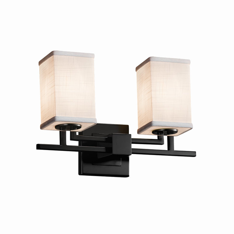 Justice Designs FAB-8702-15-WHTE-MBLK Two Light Bath Bar, Matte Black