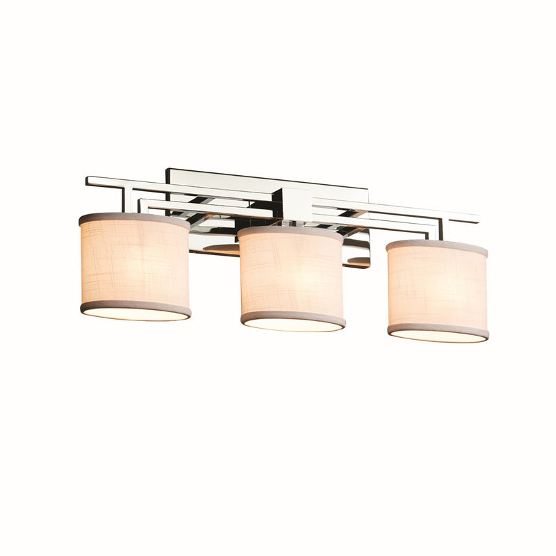 Justice Designs FAB-8703-30-WHTE-CROM Three Light Bath Bar, Polished Chrome