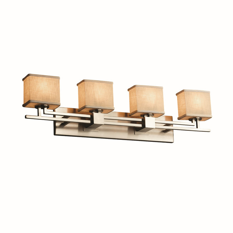 Justice Designs FAB-8704-55-CREM-NCKL Four Light Bath Bar, Brushed Nickel