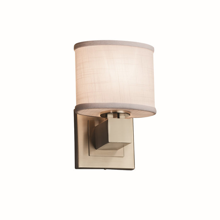Justice Designs FAB-8707-30-WHTE-NCKL One Light Wall Sconce, Brushed Nickel