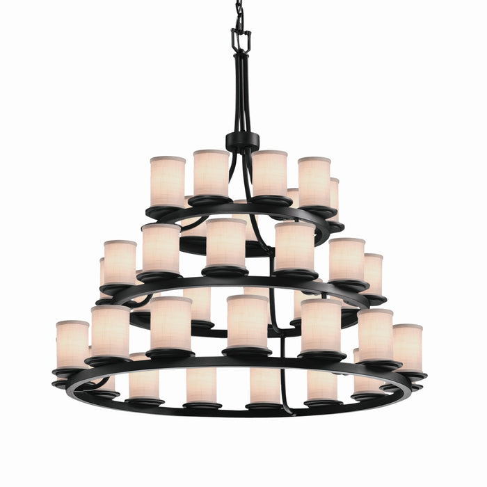 Justice Designs FAB-8712-10-WHTE-MBLK 36 Light Chandelier, Matte Black